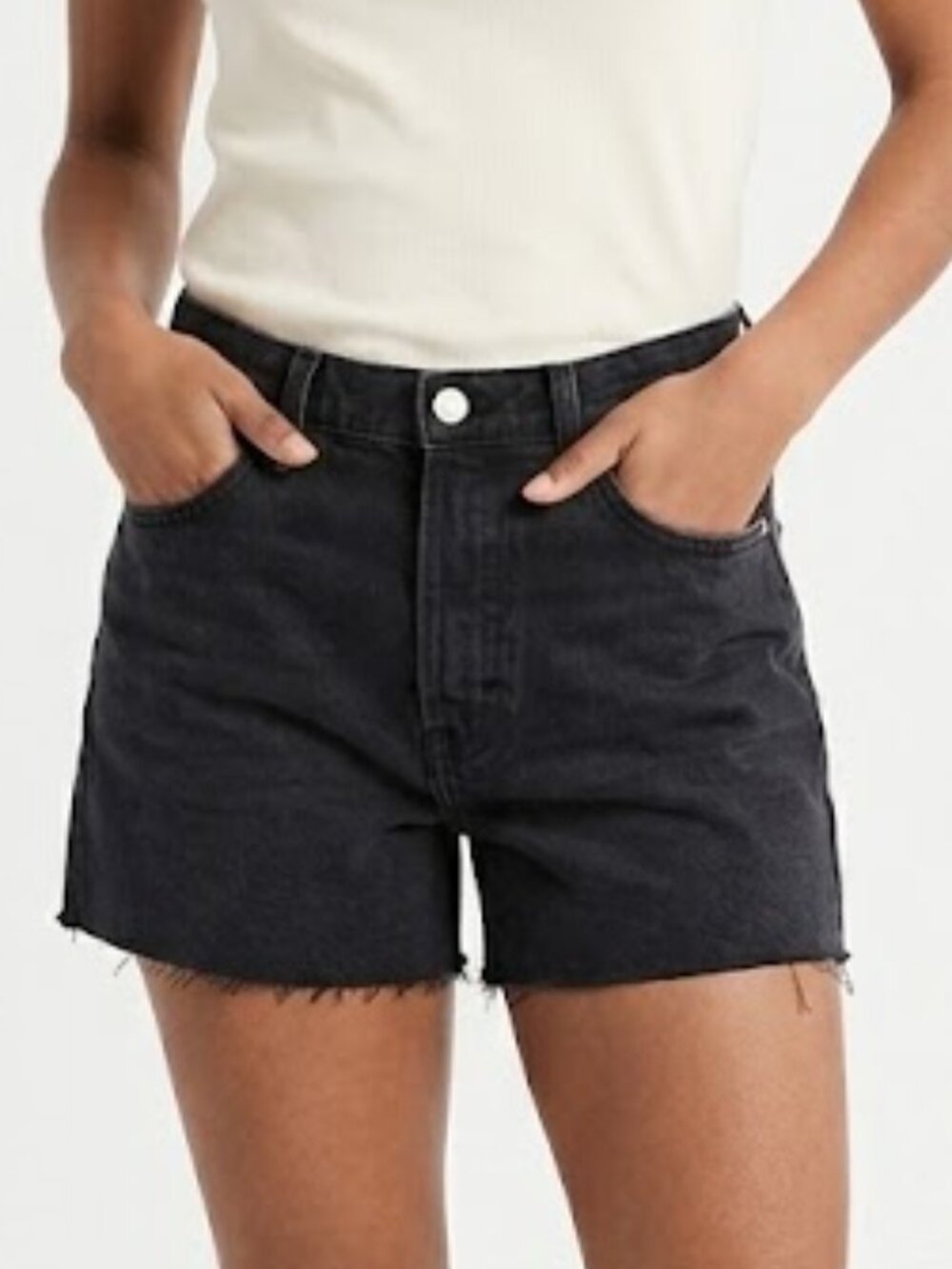 Forever 21 frayed black denim shorts size 30
